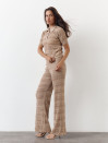 Бежеві штани з вʼязаного трикотажу з шортами Santorini Knit Pants 446