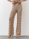 Бежеві штани з вʼязаного трикотажу з шортами Santorini Knit Pants 446