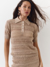 Женская бежевая футболка поло из вязаного трикотажа 445 Santorini Knit Polo