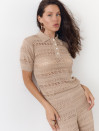 Женская бежевая футболка поло из вязаного трикотажа 445 Santorini Knit Polo