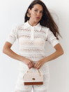 Белая женская футболка поло из вязаного трикотажа 445 Santorini Knit Polo