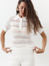 Белая женская футболка поло из вязаного трикотажа 445 Santorini Knit Polo