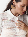 Белая женская футболка поло из вязаного трикотажа 445 Santorini Knit Polo