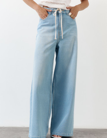 Женские широкие голубые джинсы Wide Leg Light Blue 438