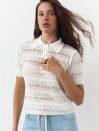 Белая женская футболка поло из вязаного трикотажа 445 Santorini Knit Polo