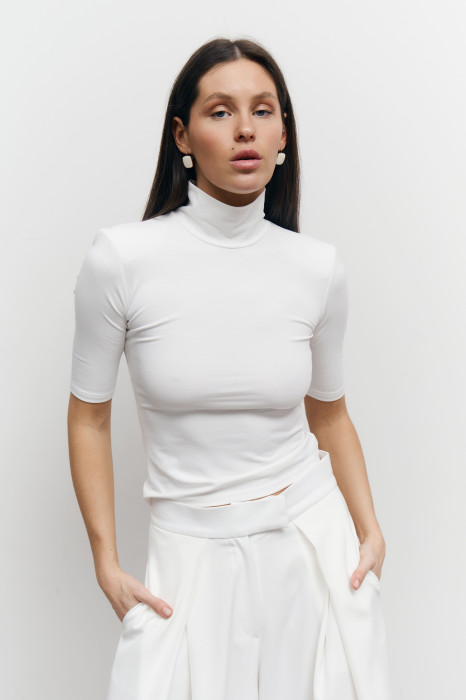 Белая стрейчевая футболка с плечиками 407 Sculpt Shoulder