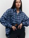 Картата бузкова сорочка з гіпюром 408 Lace Flannel