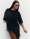 Чорна футболка з гіпюром 406 Silk Layer 
