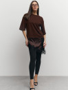 Футболка з гіпюром 406 Silk Layer в шоколадному кольорі