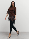 Футболка з гіпюром 406 Silk Layer в шоколадному кольорі