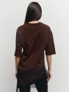 Футболка з гіпюром 406 Silk Layer в шоколадному кольорі