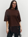 Футболка з гіпюром 406 Silk Layer в шоколадному кольорі