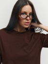 Футболка з гіпюром 406 Silk Layer в шоколадному кольорі