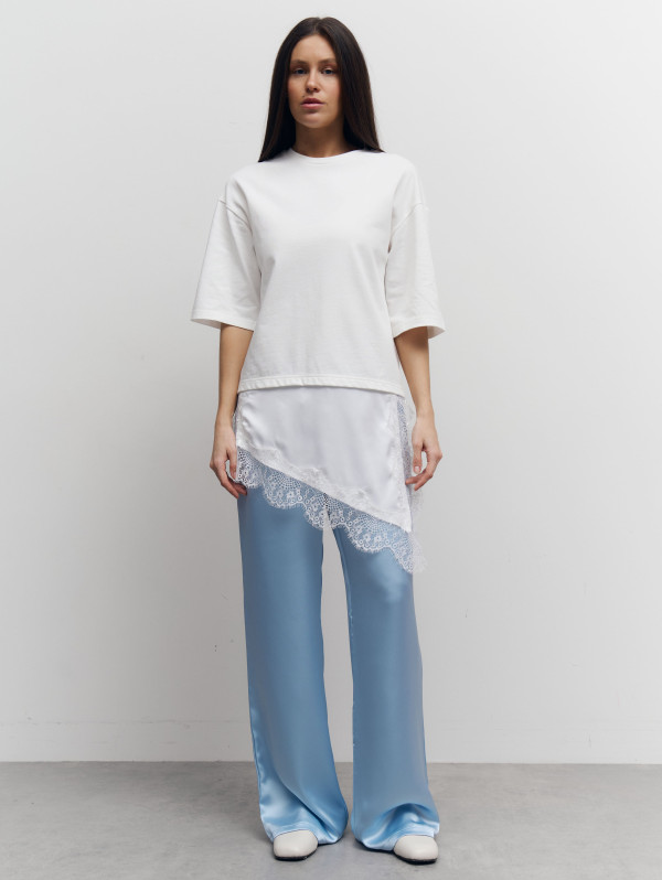 Біла футболка з гіпюром 406 Silk Layer