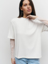 Білий лонг з гіпюровими рукавами 414 Lace Touch