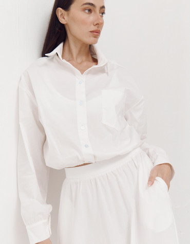 Біла сорочка з резинкою на поясі 410 Shirt Pure