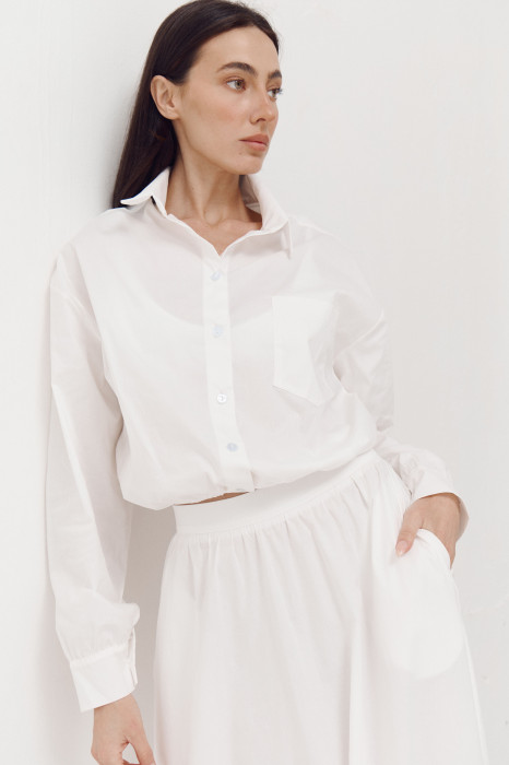 Біла сорочка з резинкою на поясі 410 Shirt Pure