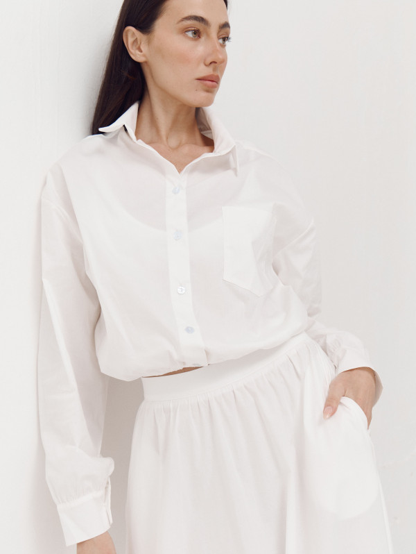 Біла сорочка з резинкою на поясі 410 Shirt Pure