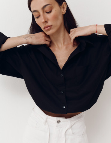 Сорочка з резинкою на поясі 410 Shirt Pure в чорному кольорі