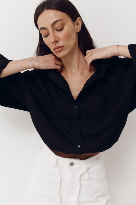 Сорочка з резинкою на поясі 410 Shirt Pure в чорному кольорі