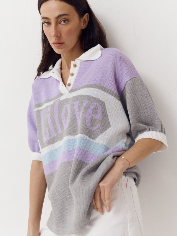 Жіноча футболка поло з трикотажу 418 Jacquard mood 