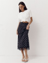 Чорна спідниця в горох з атлас-сатину Skirt Grace 412 декорована гіпюром