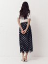 Чорна спідниця в горох з атлас-сатину Skirt Grace 412 декорована гіпюром