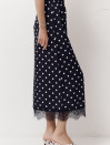 Чорна спідниця в горох з атлас-сатину Skirt Grace 412 декорована гіпюром