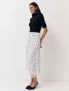 Біла спідниця в горох з атлас-сатину декорована гіпюром Skirt Grace 412 