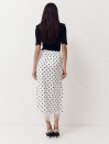 Біла спідниця в горох з атлас-сатину декорована гіпюром Skirt Grace 412 