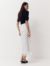 Біла спідниця в горох з атлас-сатину декорована гіпюром Skirt Grace 412 