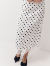 Біла спідниця в горох з атлас-сатину декорована гіпюром Skirt Grace 412 