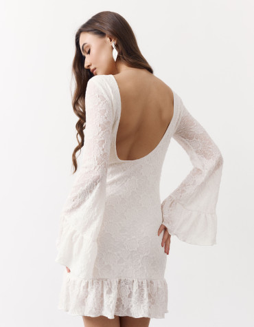 Белое гипюровое платье с открытой спиной Midnight Muse Dress 440