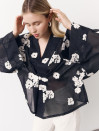 Жіноча блуза стилі кімоно з тенселу Hanami Air Shirt 423 в чорному кольорі