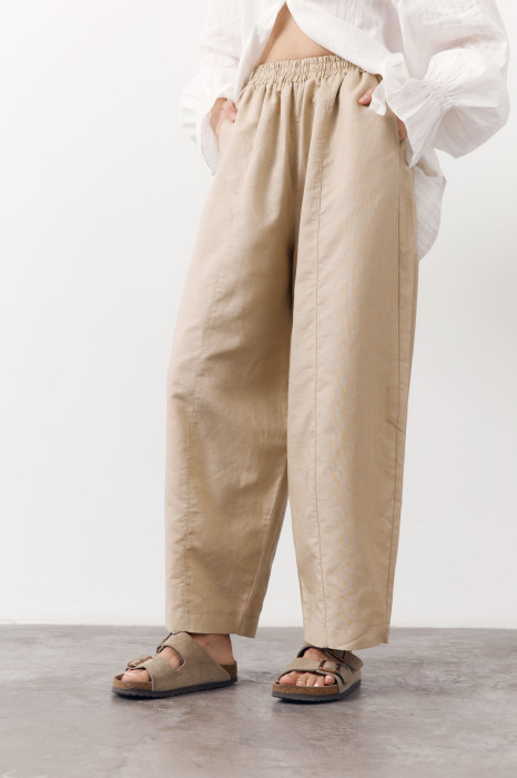 Бежеві лляні штани Banana Linen Beige 428 з преміального льону