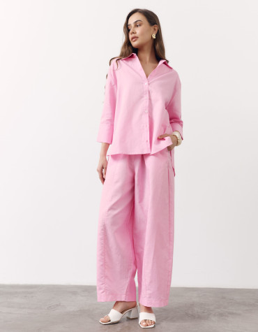 Рожеві лляні штани Banana Linen Pink 428 з преміального льону