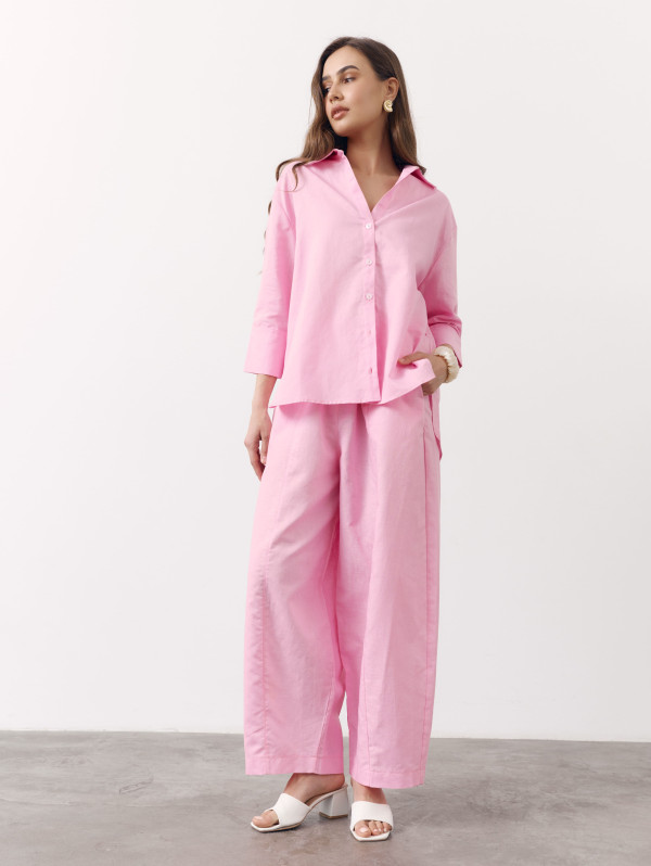 Рожеві лляні штани Banana Linen Pink 428 з преміального льону