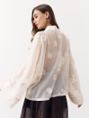 Жіноча блуза стилі кімоно з тенселу Hanami Air Shirt 423 в молочному кольорі кольорі
