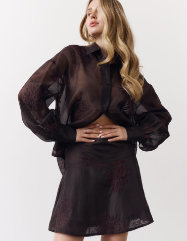 Жіноча коротка спідниця Tencel Bloom Mini 415 в шоколадному кольорі