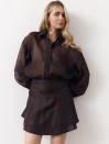 Короткая женская юбка Tencel Bloom Mini 415 в шоколадном цвете