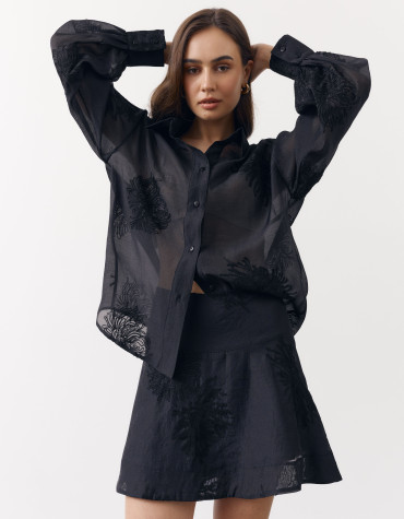 Коротка чорна спідниця жіноча Tencel Bloom Mini 415 