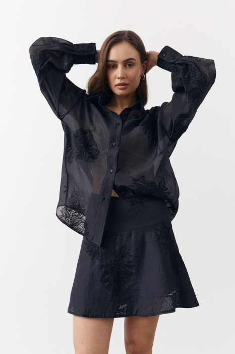 Коротка чорна спідниця жіноча Tencel Bloom Mini 415 
