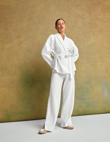 Женский белый костюм из хлопка "Balance Knit Set"