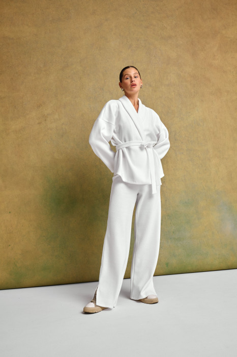 Жіночий білий костюм з бавовни "Balance Knit Set"