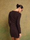 Трикотажное платье шоколадного цвета на пуговицах "Cozy Muse Dress"