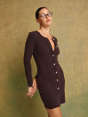 Трикотажное платье шоколадного цвета на пуговицах "Cozy Muse Dress"