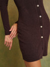 Трикотажное платье шоколадного цвета на пуговицах "Cozy Muse Dress"