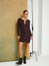 Трикотажное платье шоколадного цвета на пуговицах "Cozy Muse Dress"
