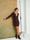 Трикотажное платье шоколадного цвета на пуговицах "Cozy Muse Dress"