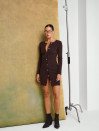 Трикотажное платье шоколадного цвета на пуговицах "Cozy Muse Dress"